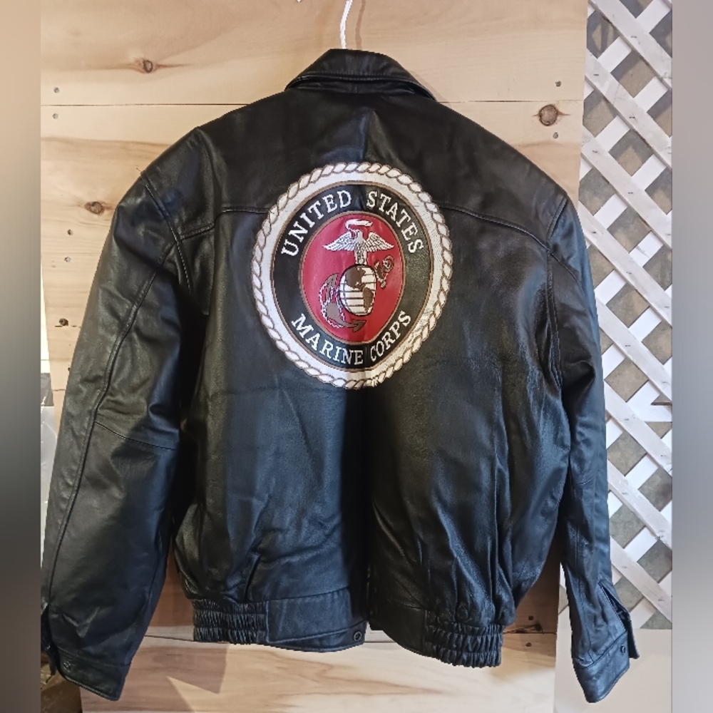 United States Marine Corps Black Leather Jacket